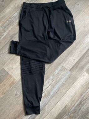 PINK Victoria's Secret Black Ribbed Knee Track Joggers. Size M